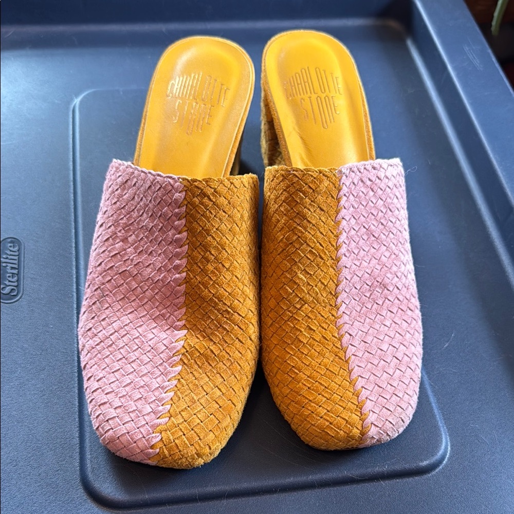Charlotte Stone Women's Woven Mules - Pink and Orange Size 10